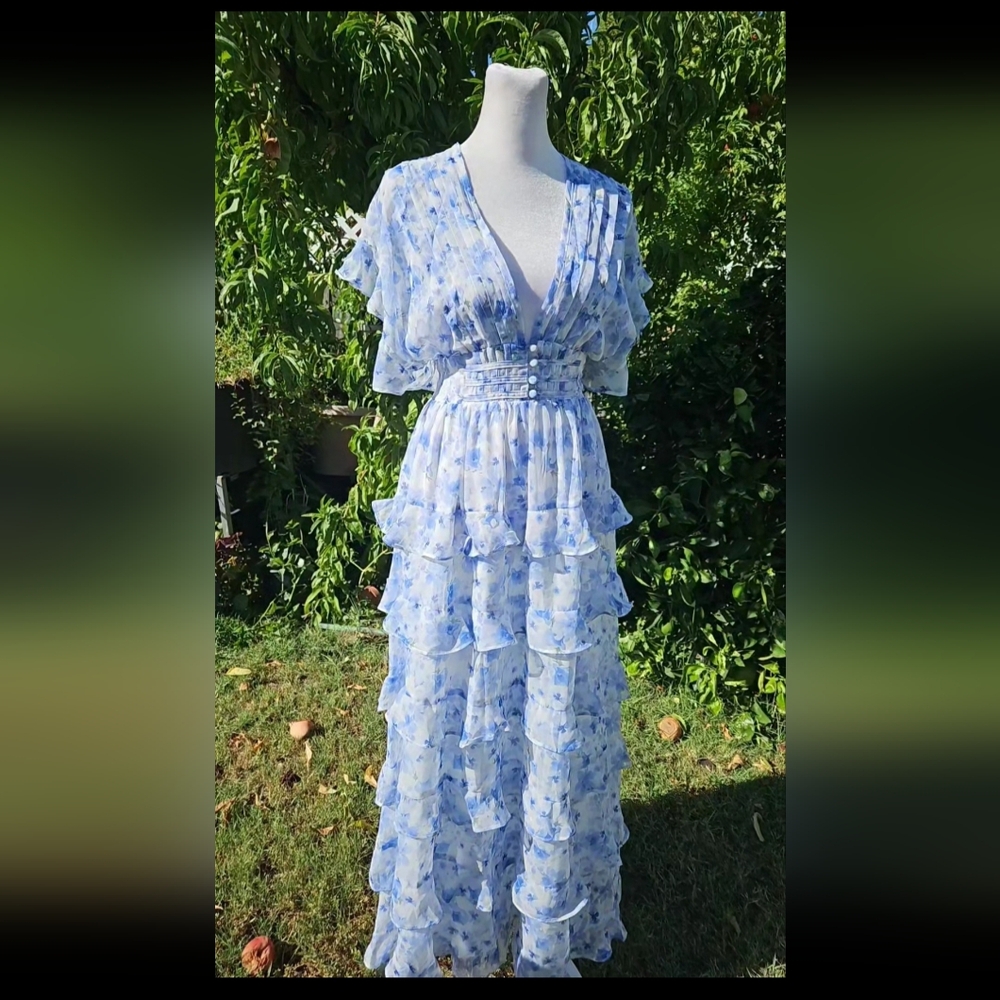 Storia Light Blue Floral Maxi Dress